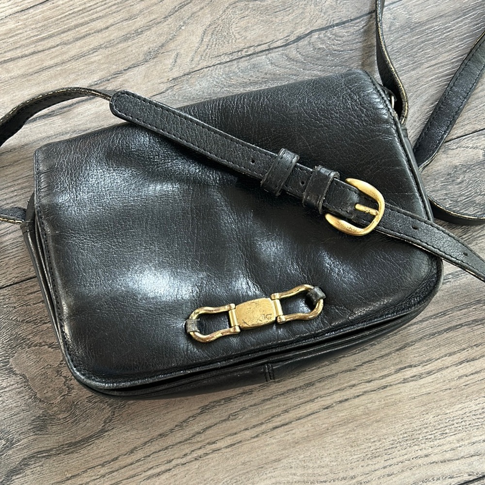Liz Claiborne Leather Co. Small Black Wallet Flap Crossbody Purse